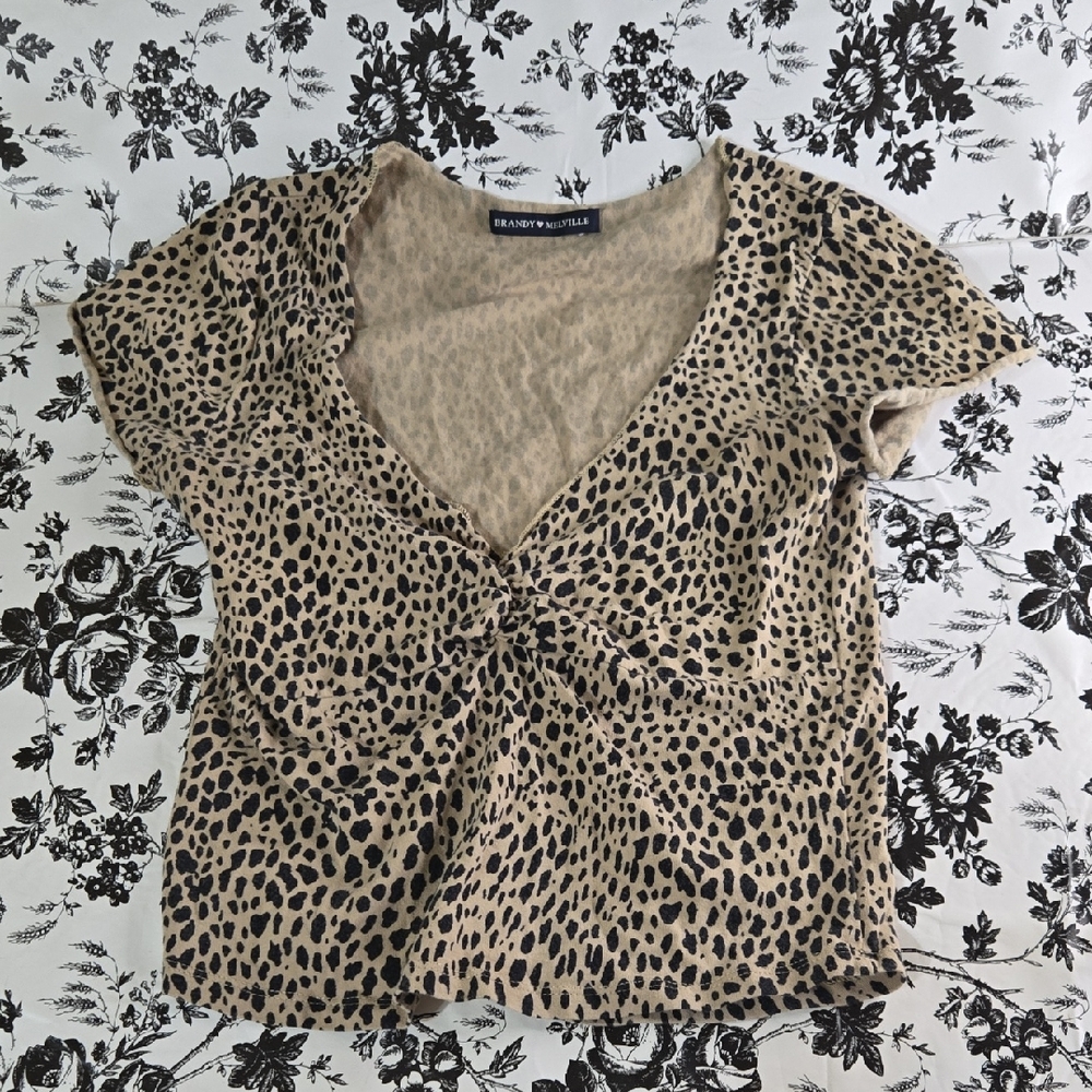 Brandy Melville Tan and Black Leopard Blouse N18